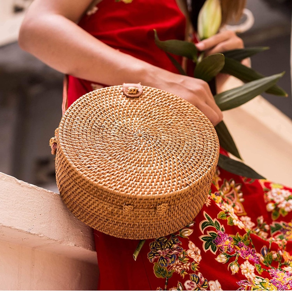 Handwoven Round Rattan Bag!! New!